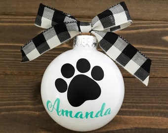 Custom Pet Ornament - Pet Name Ornament - Personalized Christmas Ornament - Paw Print Ornament - Dog Name Ornament - Dog Mom Gift - Pet Gift