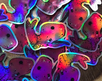 3 in Original Pink Holographic Whale Sticker / Local / Limited Release / One of a Kind