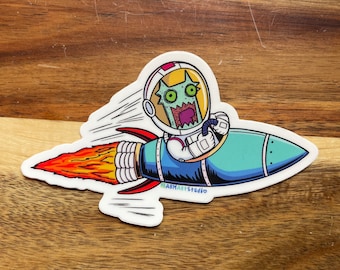 Rocket ship space shuttle Monster sticker 3in