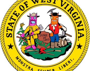 West Virginia State seal monster sticker