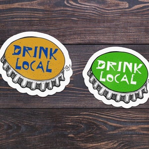 West Virginia Drink Local Bottle Cap Sticker • WVU • Marshall • Mountaineers • Thundering Herd