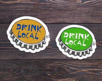 West Virginia Drink Local Bottle Cap Sticker • WVU • Marshall • Mountaineers • Thundering Herd
