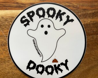Halloween Spooky dooky ghost round sticker 3in