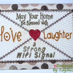 HOUSE WARMING Mug Mat/Mug Rug In The Hoop Embroidery Design image 1