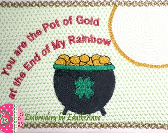 YOU are the POT of GOLD Mug Mat/Mug Rug In The Hoop Embroidery Design-Digital Download