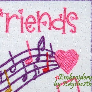 FRIENDS Are the Notes in Life's Song In The Hoop Mug Mat/MugRug Digital Download image 2