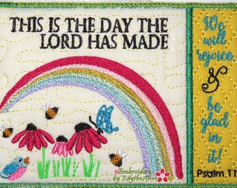 This is the Day the Lord Has Made.... In The Hoop Embroidered Mug Mat Design - Digital Download