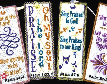 PSALM BOOKMARKS - Set of Four - In The Hoop Machine Embroidery