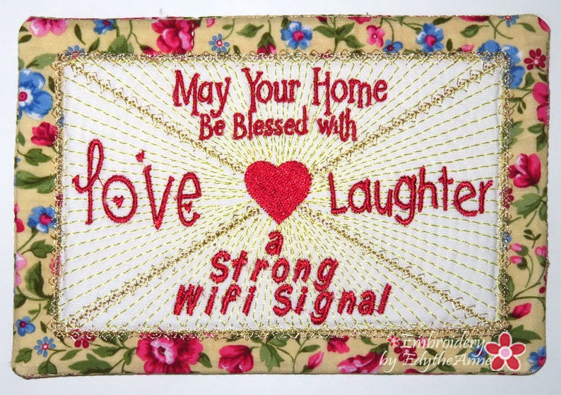 HOUSE WARMING Mug Mat/Mug Rug In The Hoop Embroidery Design image 2