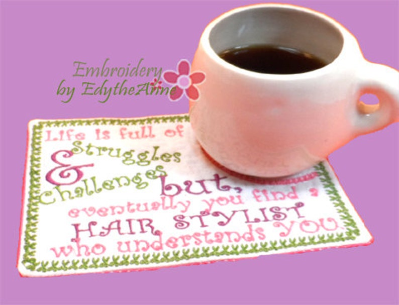 Hair stylistdresser in the hoop embroidered mug matmug rug  etsy Hair stylistdresser in the hoop embroidered mug matmug rug  etsy