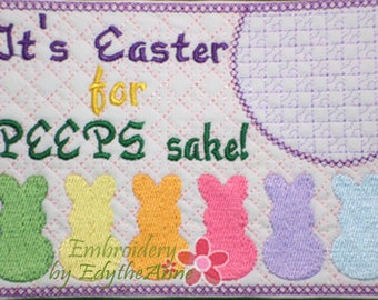 It's Easter FOR PEEPS SAKE Mug Mats/Mug Rugs/Drink Mats In The Hoop Whimsical Styled Machine Embroidered Digital Download