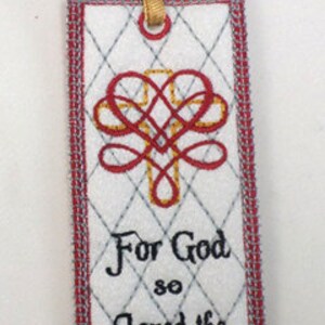 For God So Loved Machine Embroidery In The Hoop Bookmark image 2