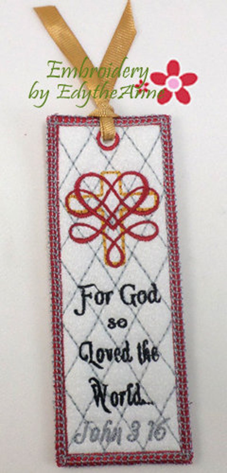 For God So Loved Machine Embroidery In The Hoop Bookmark image 2