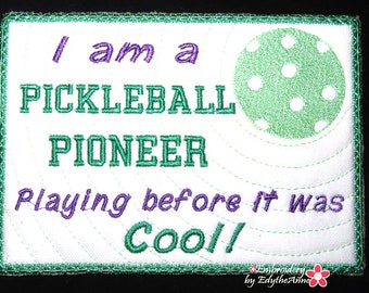 PICKLEBALL PIONEER Mug Mat In The Hoop Machine Embroidery Design - Digital Download