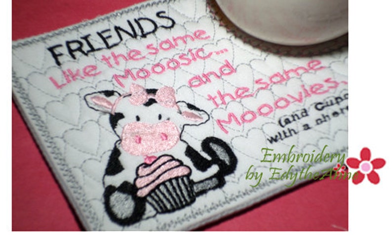 FRIENDS LIKE MOOOSIC Mug Mat/Mug Rug.Instant Download image 1