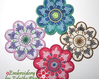 FLEUR COASTERS- In The Hoop Machine Embroidery