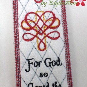 For God So Loved Machine Embroidery In The Hoop Bookmark image 4