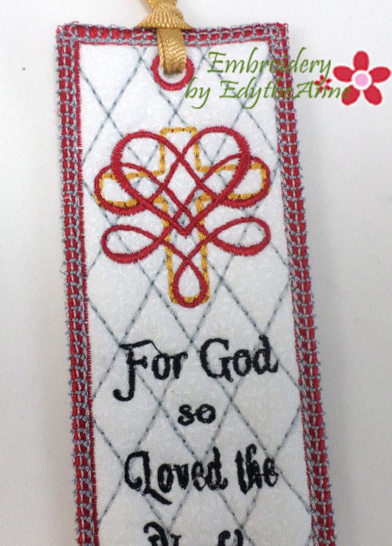 For God So Loved Machine Embroidery In The Hoop Bookmark image 4