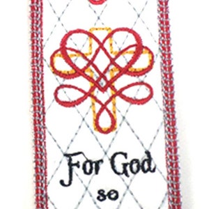 For God So Loved Machine Embroidery In The Hoop Bookmark image 1