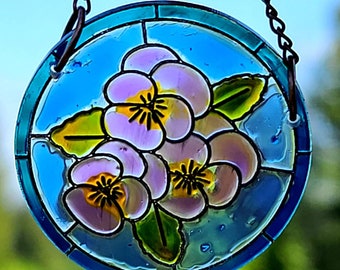 Dollhouse miniature Stained Glass look Flower Floral Window Suncatcher