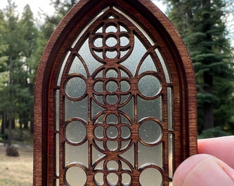 Dollhouse or Birdhouse miniature wooden decorative cathedral window