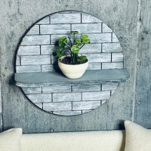 Dollhouse wooden Round Miniature Brick Wall Shelf