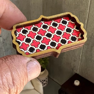 Dollhouse miniature wooden decorative Serving tray