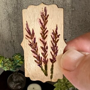 Dollhouse miniature wooden decorative lavender plaque