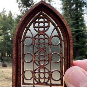 Dollhouse or Birdhouse miniature wooden decorative cathedral window