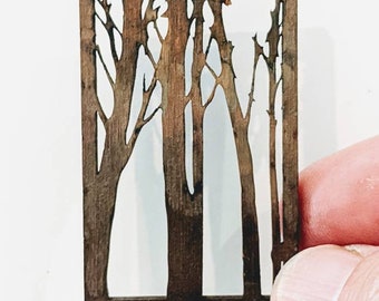 Dollhouse Tree picture miniature laser cut wooden plaque wall art.