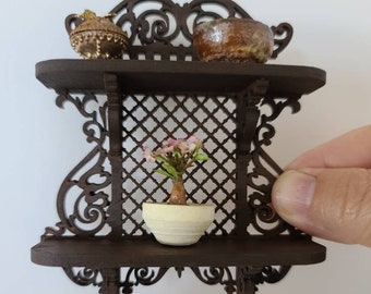 dollhouse shelf-miniature shelf-dollhouse ornate shelf-dollhouse lattice shelf-miniature lattice shelf-dollhouse furniture-doll accessories