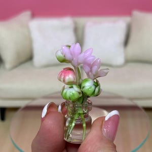 Miniature Dollhouse Glass Vase of Flowers