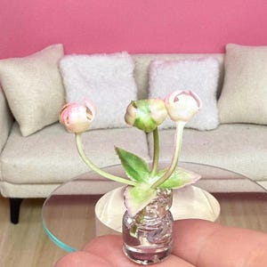 Miniature Dollhouse Glass Vase of Flowers