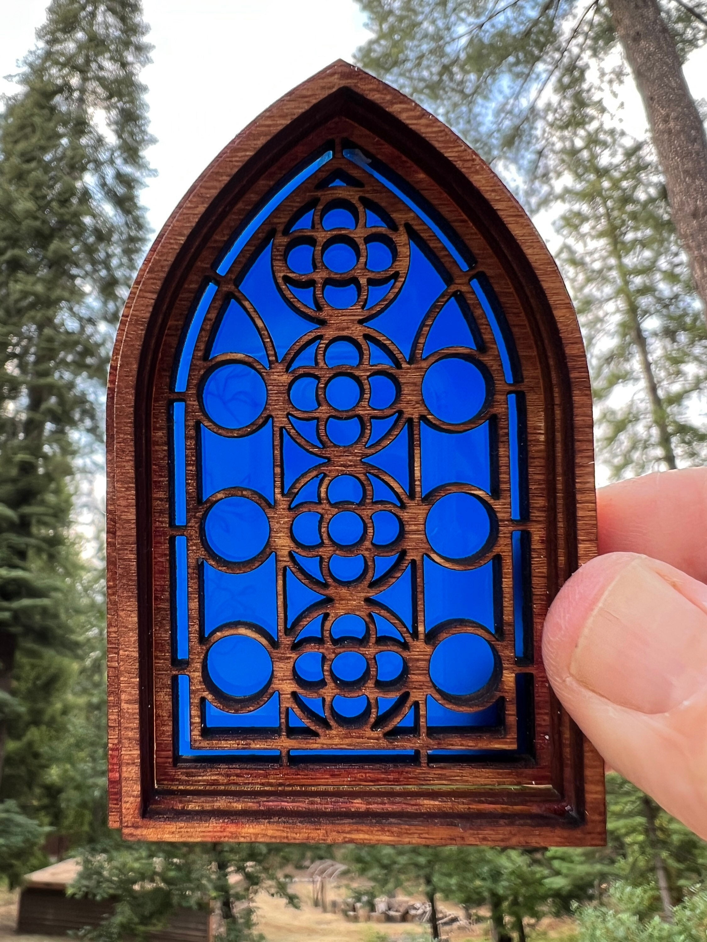 Dollhouse miniature wooden decorative cathedral window