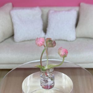 Miniature Dollhouse Glass Vase of Flowers
