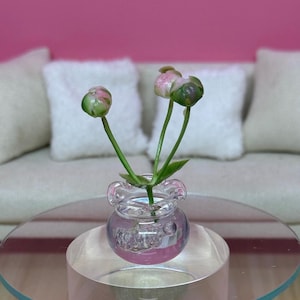 Miniature Dollhouse Glass Vase of Flowers