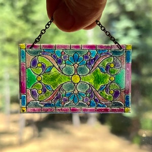 Dollhouse miniature Stained glass look Acrylic Suncatcher window