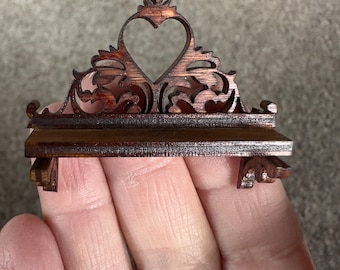 Dollhouse ornate wooden heart wall hanging Shelf