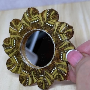 Dollhouse wooden Miniature decoritve mirror.