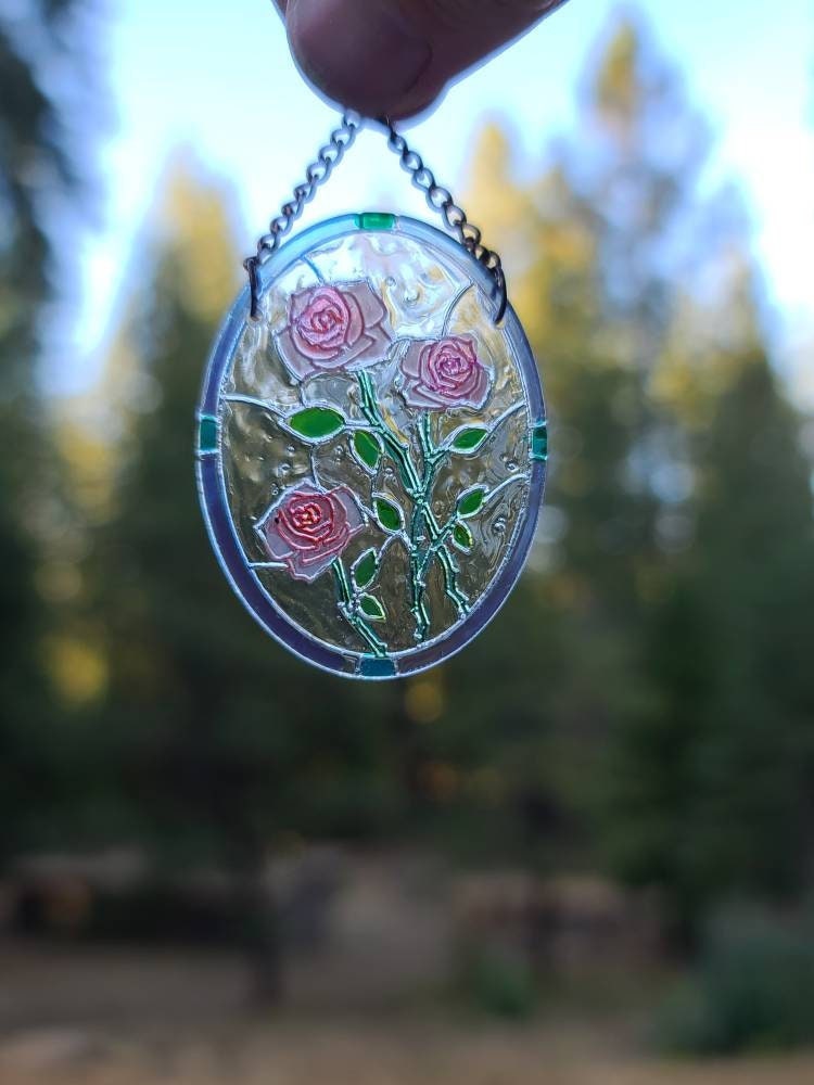 Roses Stained Glass Look Acrylic Miniature Dollhouse Window. - Etsy