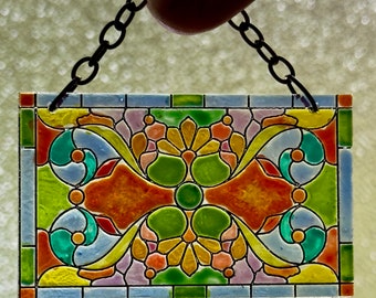 Dollhouse miniature Stained Glass look Acrylic Window Sun Catcher.