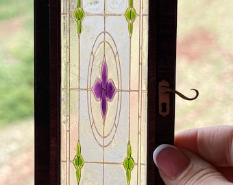 Miniature Wooden Door Faux Stained Glass