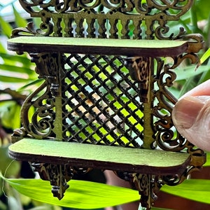 Dollhouse miniature wooden decorative lattice shelf. Colors may vary slightly