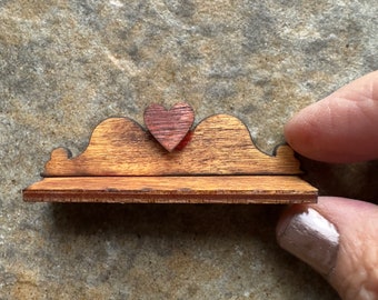 Dollhouse miniature wooden decorative Small Heart Wall Shelf