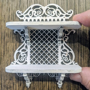 dollhouse shelf-miniature shelf-dollhouse ornate shelf-dollhouse lattice shelf-miniature lattice shelf-dollhouse furniture-doll accessories