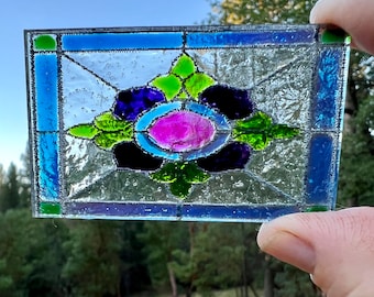 Dollhouse miniature decorative Stained glass look Acrylic Suncatcher window