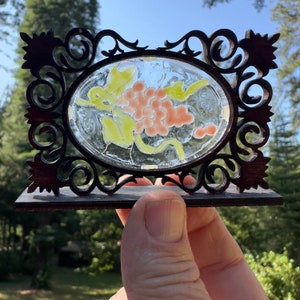 Dollhouse miniature Stained Glass look Acrylic & Wood Fireplace Guard