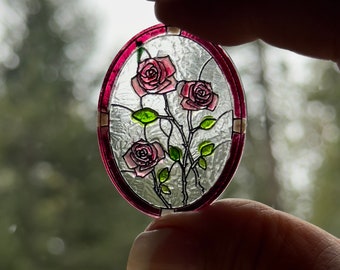 Roses Stained Glass Look Acrylic Window