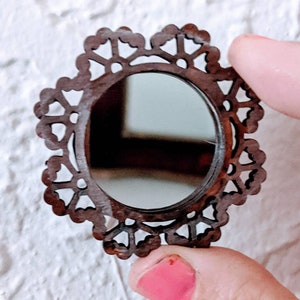 Dollhouse wooden Miniature decoritve mirror.
