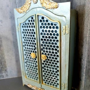 Dollhouse Armoire miniature wooden Painted and Distressed Dresser Cabinet